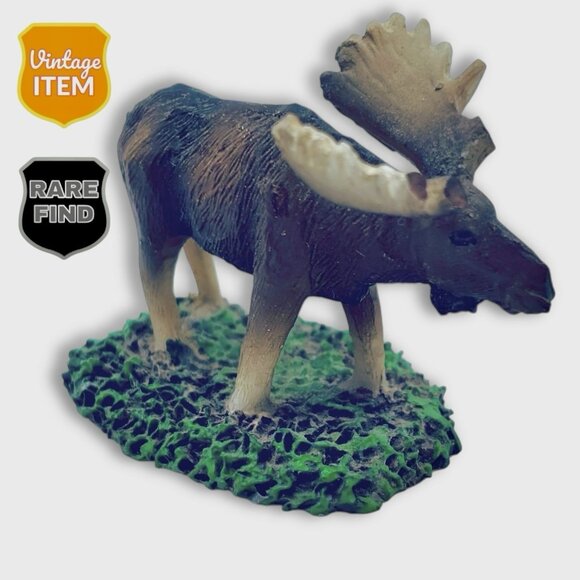 Vintage RARE Miniature Resin Moose Bull Buck Diorama Figurine with Antlers READ! - Picture 1 of 8